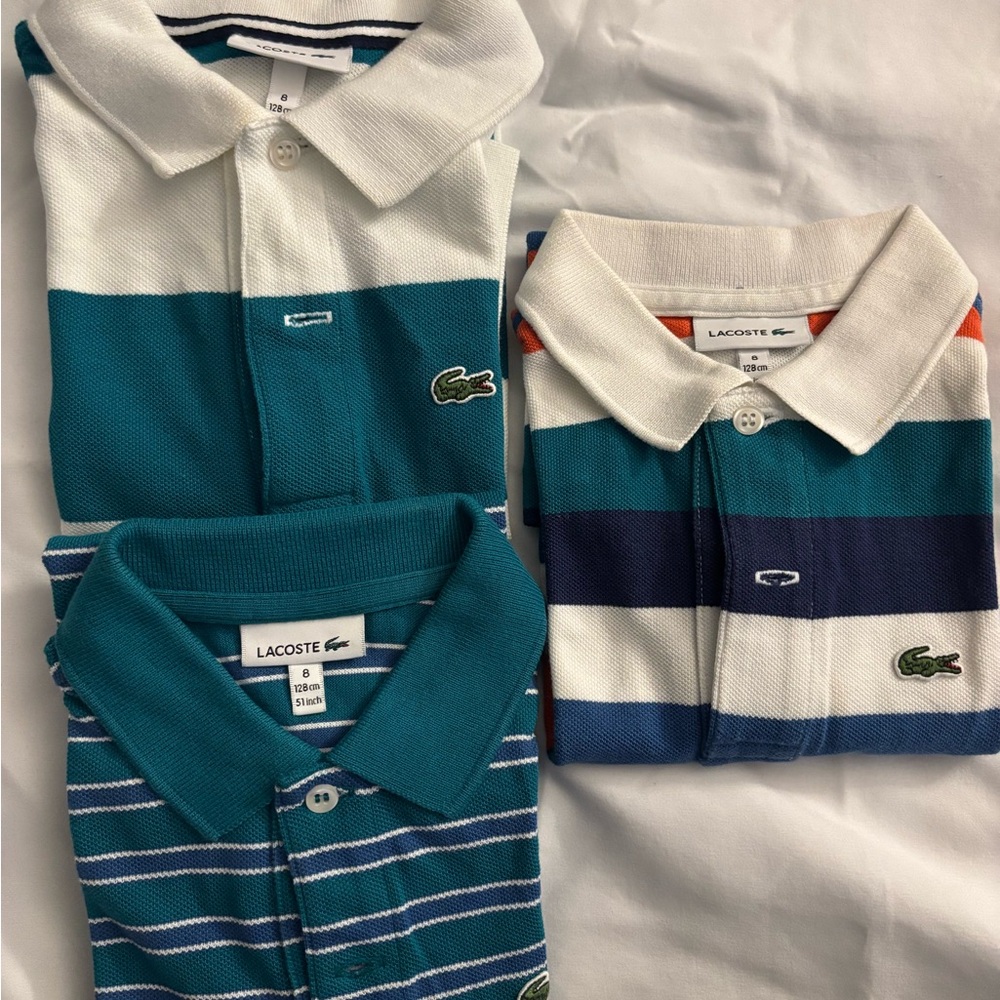 Lacoste Polo Shirt Classic Striped Design lot of 3